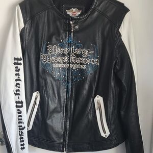 Harley-Davidson Women's Black and White Leather Jacket